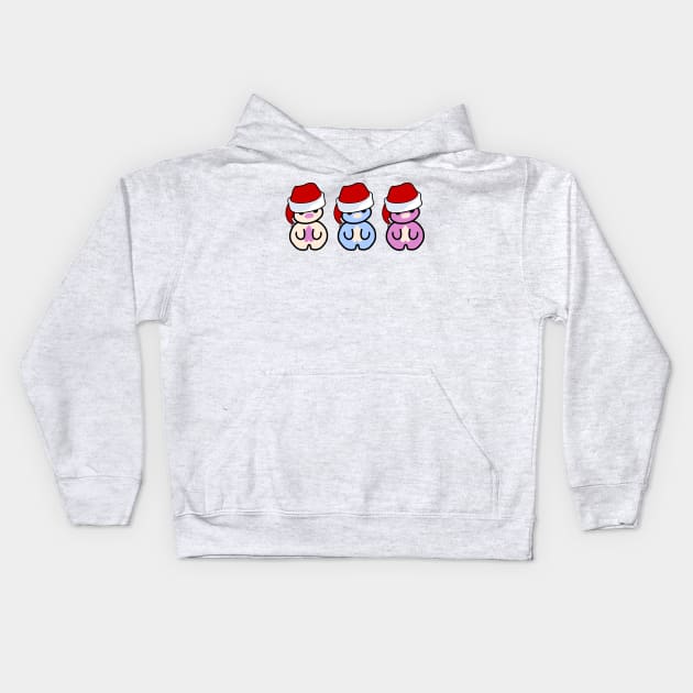 Three Chibis (Christmas) Kids Hoodie by Village Values